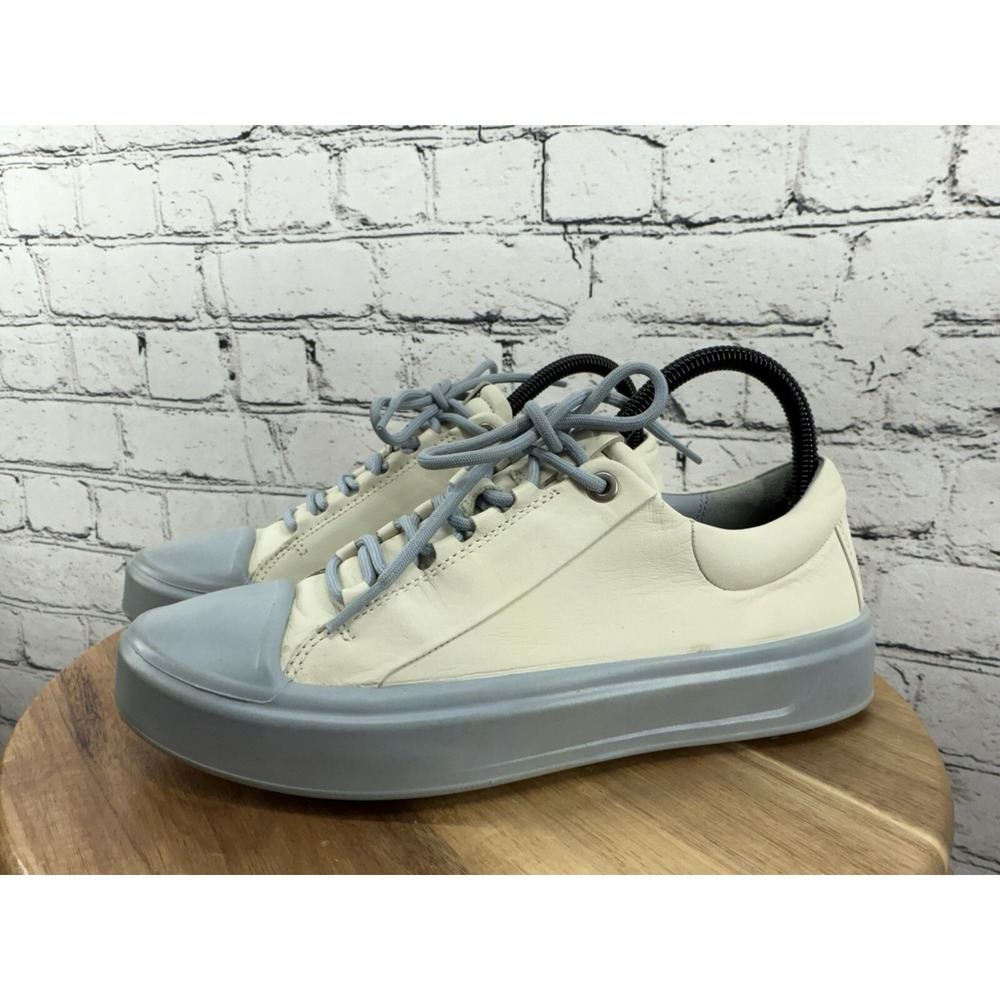 ECCO Flexure T-Cap Sneakers White‎ & Blue Comfort Tennis Leather Women's 7